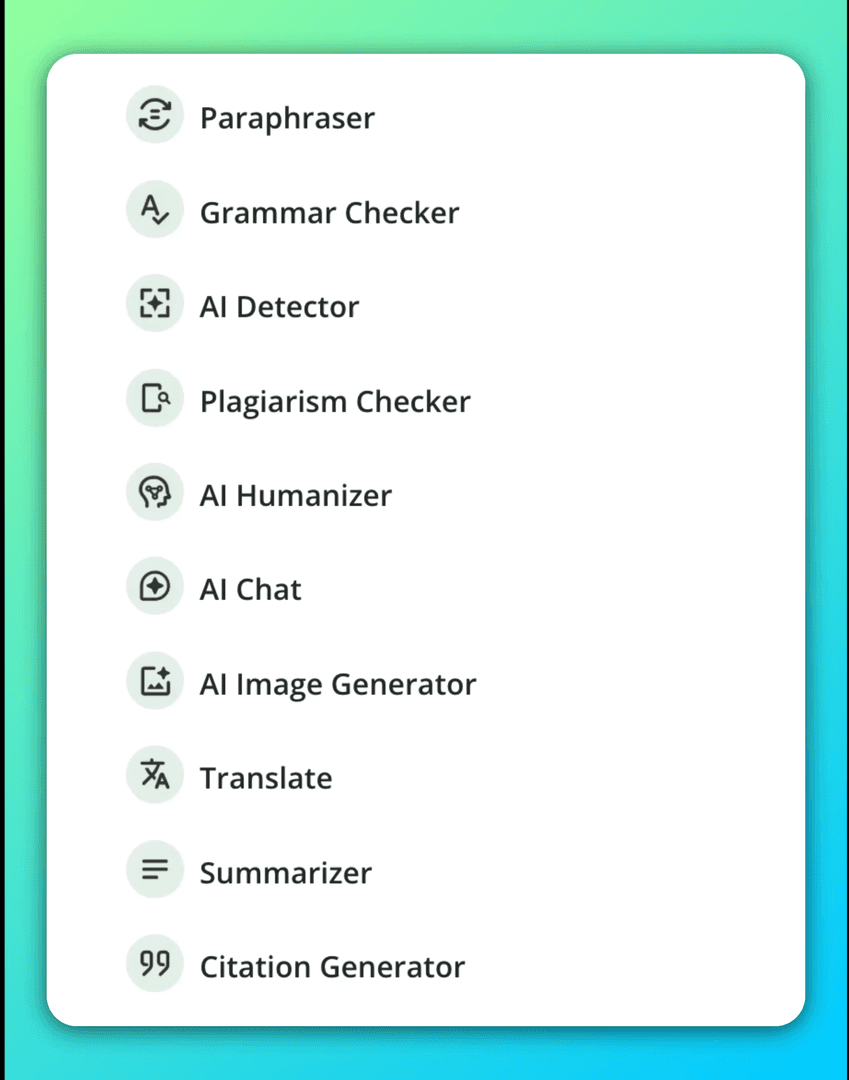 (All Quillbot' Features)