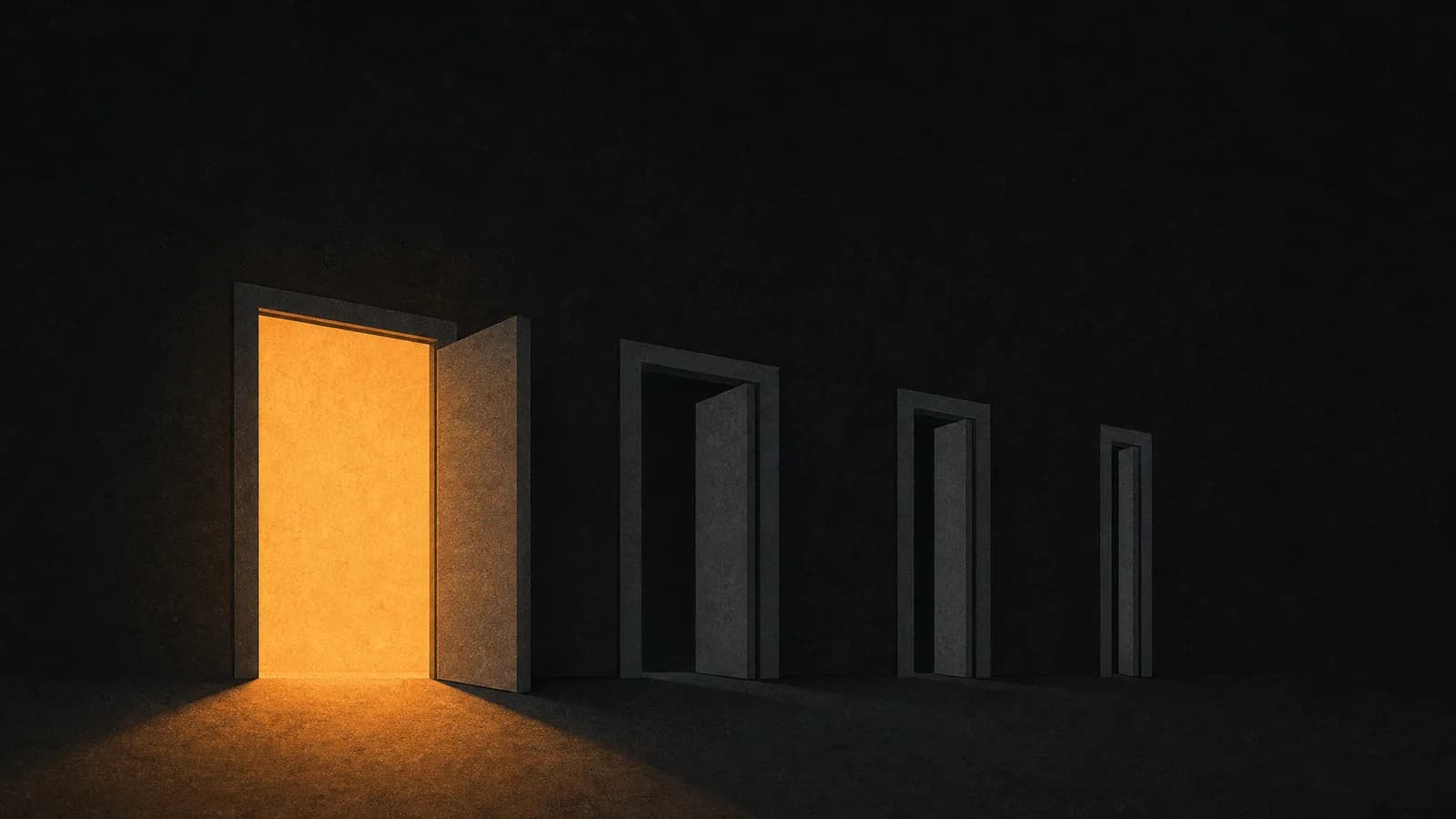 Conceptual illustration: four doorways of decreasing width, standing for progressively more restricted free access
